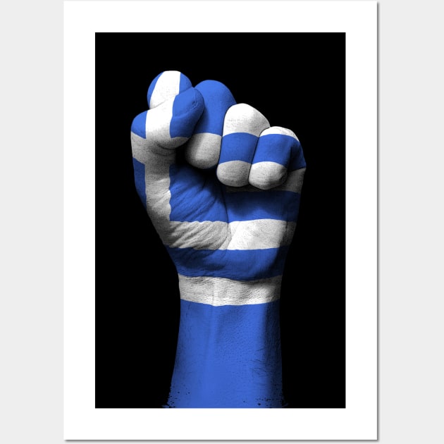 Flag of Greece on a Raised Clenched Fist Wall Art by jeffbartels